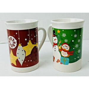 Norfolk Coffee Tea Mug Cup Set Greenbriar International Christmas Snowman Owl